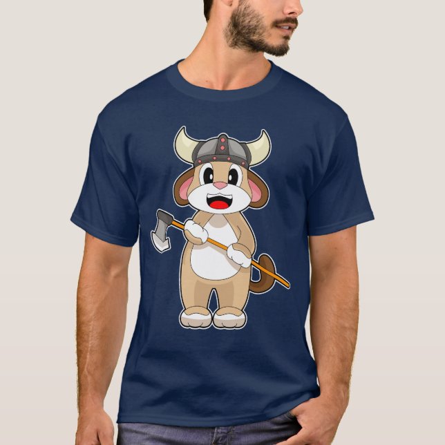 Hund Vikingar Yxa T Shirt (Framsida)