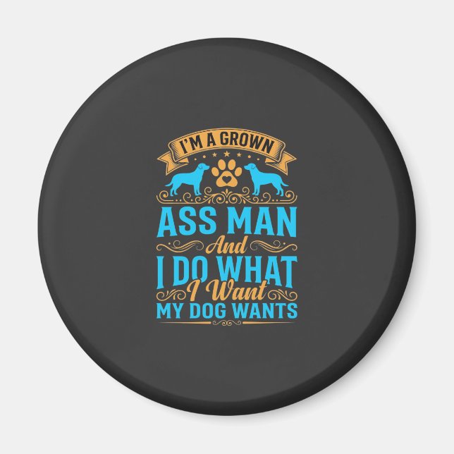 Hund Vill Rolig Vuxen Man Magnet (Framsidan)