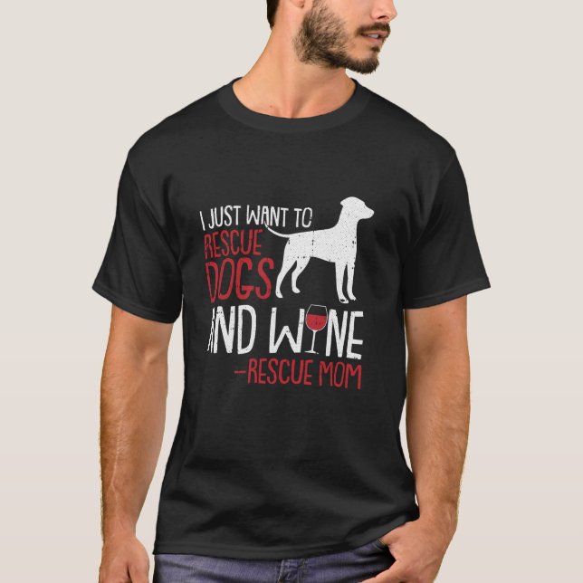 Hund Vin Älskare Funny Doggie Drinking Mamma Mam T Shirt (Framsida)