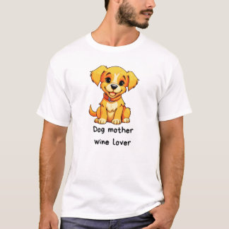Hund Vin Älskare T-Shirt - Cute Brown Illustrate