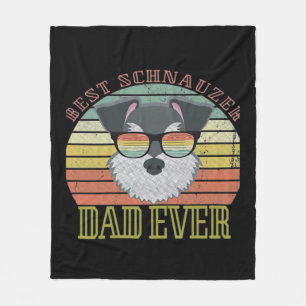 Hund Vintage Bästa Schnauzer Pappa någonsin T-shir Fleecefilt