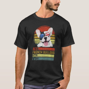 Hund Vintage Best Fransk Bulldog Pappa Alltid Far  T Shirt