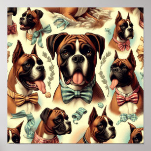 Hund vintage Boxer är sömlös Poster