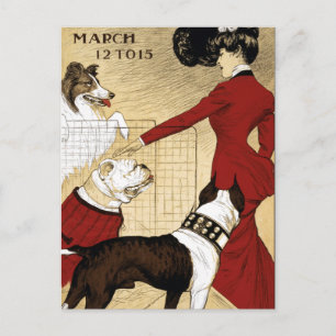 Hund vintage Visa illustration av gammal antika bi Vykort