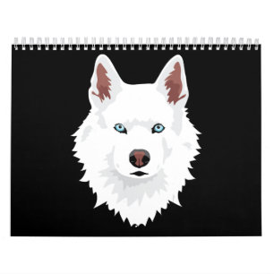 Hund Vitvit Snö Siberian husky Hund Kalender
