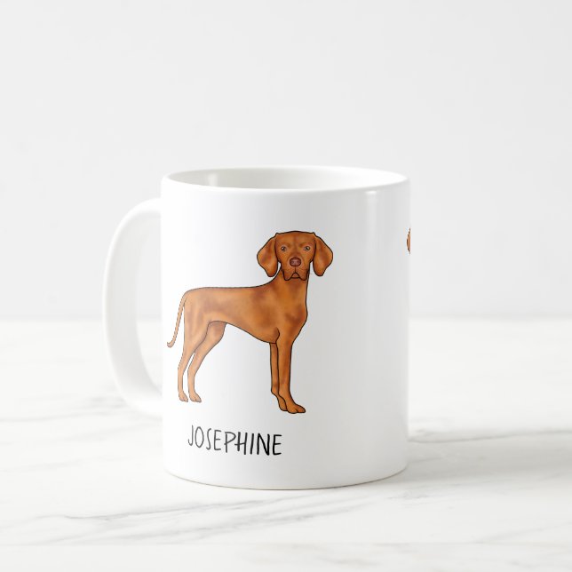 Hund Vizsla Cute Pekare med eget namn Kaffemugg (Framsida vänster)