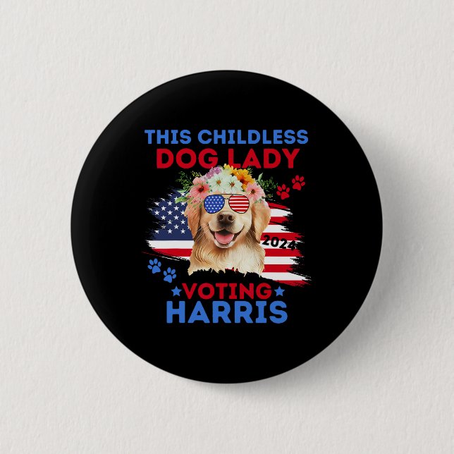 Hund Vote Kamala Harris 2024 Golden Retriever Knapp (Framsida)