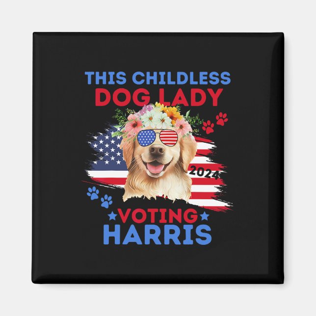 Hund Vote Kamala Harris 2024 Golden Retriever Magnet (Framsidan)