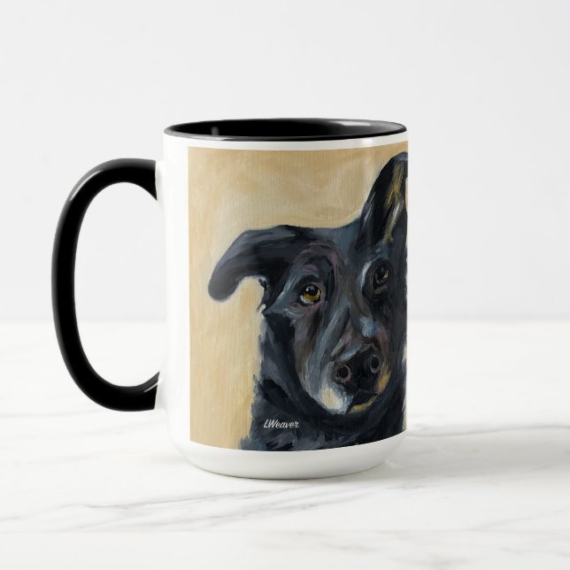 Hund w Bent Öar | Tvåtonig Mugg, 15 oz Mugg (Vänster)