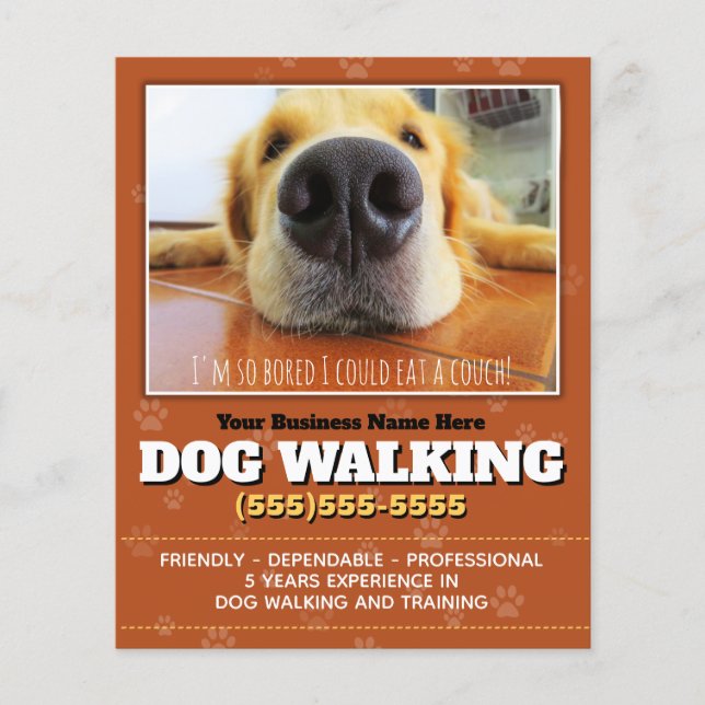 Hund Walking 4X5 Flyer Cute Dog Walker Promo (Framsidan)