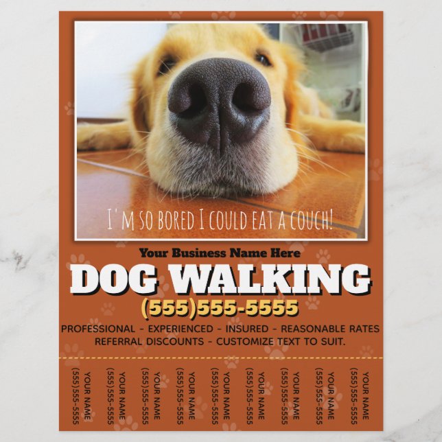 Hund Walking Anpassningsbar Flyer (Framsidan)