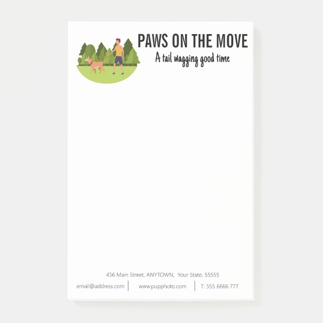 Hund Walking Business Anpassningsbar Post-it Block (Framsida)