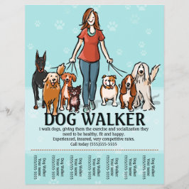 Hund Walking. Dog Walker. Kalkylblad Reklamblad