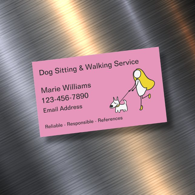 Hund Walking Hund Sitta Magnetic Affärskorts Magnetiska Visitkort (Skapare uppladdad)