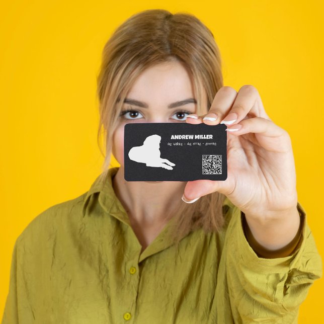 Hund Walking Hund Sitter QR Visitkort (Dog Walking Business Cards)