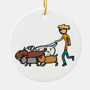 Hund Walking Julgransprydnad Keramik