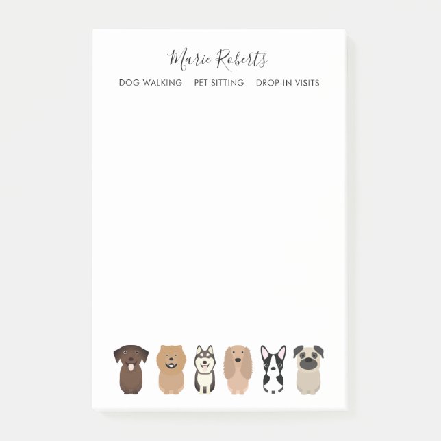 Hund Walking, Pet Sitta, Hund Boarding, Drop In Post-it Block (Framsida)