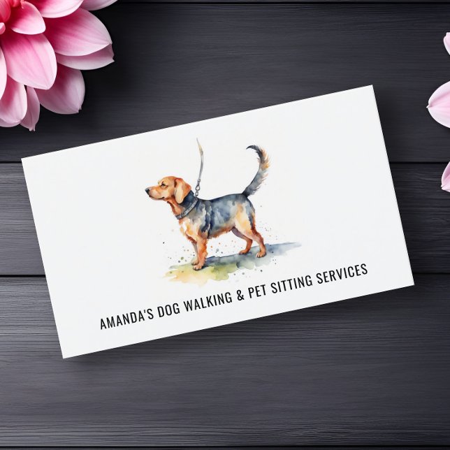 Hund Walking & Pet Sitta Services Vattenfärg Visitkort (Skapare uppladdad)