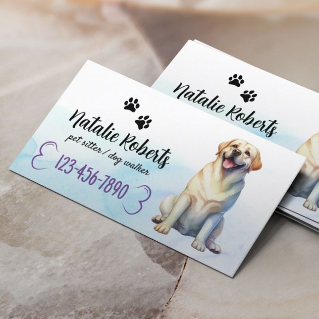 Hund Walking & Pet Sitter Lycklig Labrador Waterco Visitkort (Skapare uppladdad)