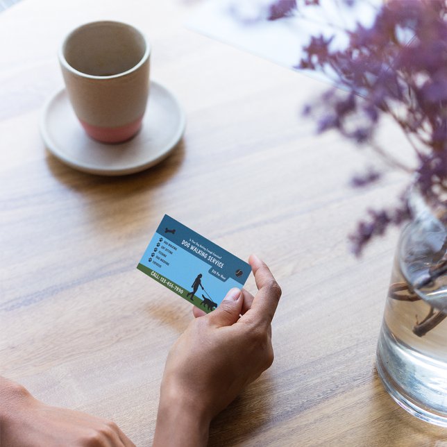 Hund Walking Service Blue | GRÖNT Visitkort (Skapare uppladdad)