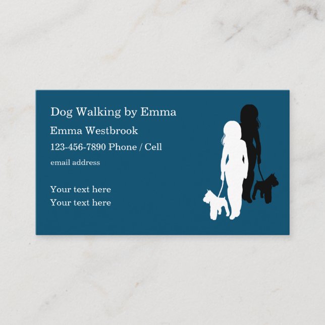 Hund Walking Service - enkel modern Visitkort (Framsida)