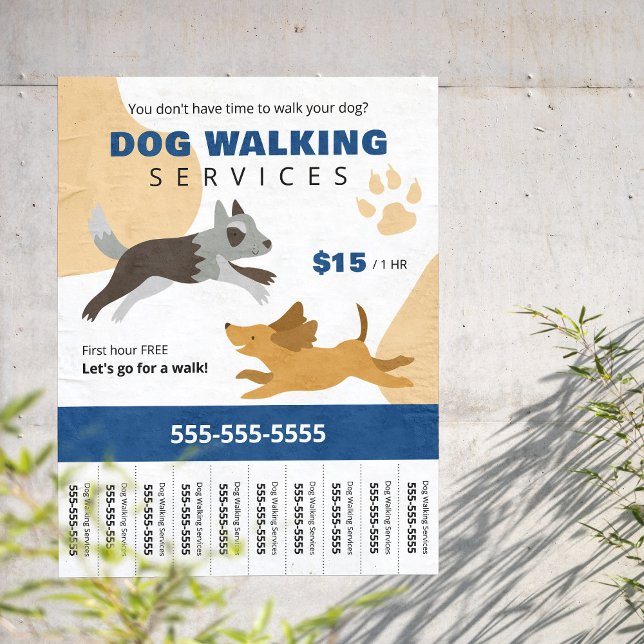 Hund Walking Services Business Tear Av Reklamblad (Skapare uppladdad)