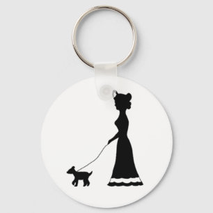 Hund Walking silhouette-nyckelkedja Nyckelring