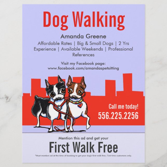 Hund Walking Walker Boston Terriers Coupon Ad Reklamblad (Framsidan)