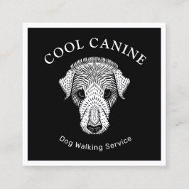 Hund Walking Walker Coola Black White Affärskort Fyrkantigt Visitkort