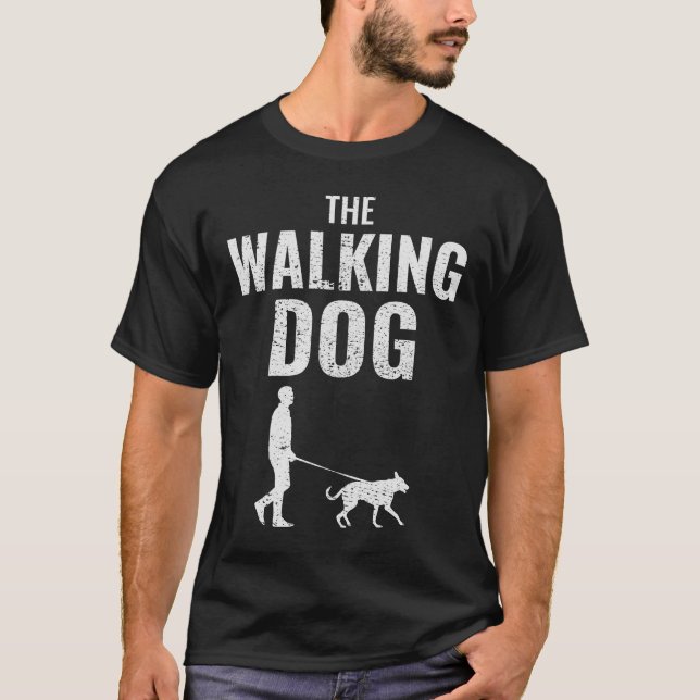 Hund Walking Walker Pet Sitta Sitter T Shirt (Framsida)