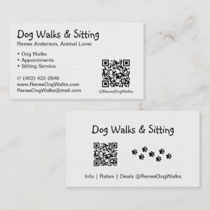 Hund Walks och Sitta QR-kodAffärskort Visitkort