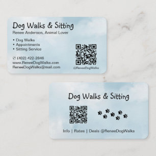 Hund Walks och Sitta QR-kodAffärskort Visitkort