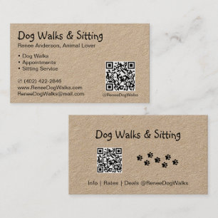 Hund Walks och Sitta QR-kodAffärskort Visitkort