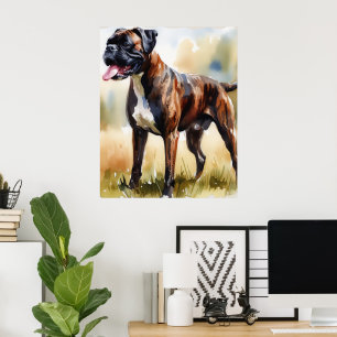 Hund Watercolor Boxer Poster