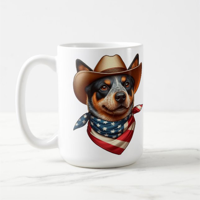Hund Wearing a Hat and American Flagga Bandana Kaffemugg (Vänster)