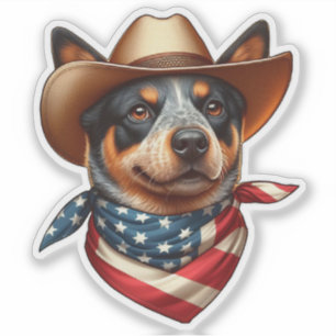Hund Wearing a Hat and American Flagga Bandana Klistermärken