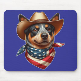 Hund Wearing a Hat and American Flagga Bandana Musmatta