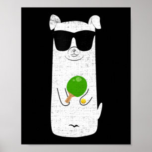 Hund Wearing Sunglasses Spela Bord Tennis Roligt S Poster