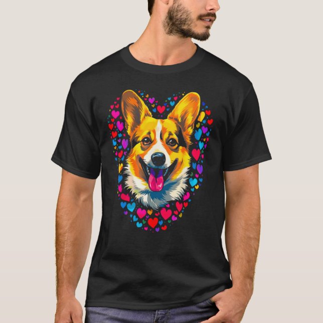 Hund Welsh Cute Corgi Heart Kärlek T Shirt (Framsida)