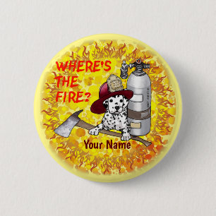 Hund Wheres the Fire Firefighter pin Knapp
