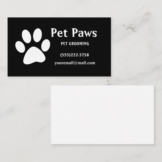 Hund White Black Pet Grooming Service Busine Visitkort (Fram/baksida)