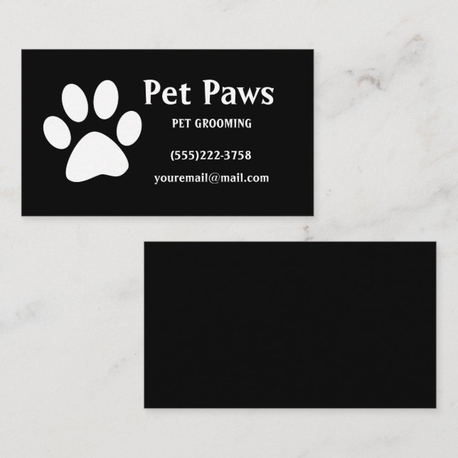 Hund White Black Pet Grooming Service Visitkort (Fram/baksida)