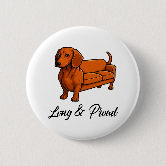 Hund Wiener Couch Long och Proud Knapp (Framsida)