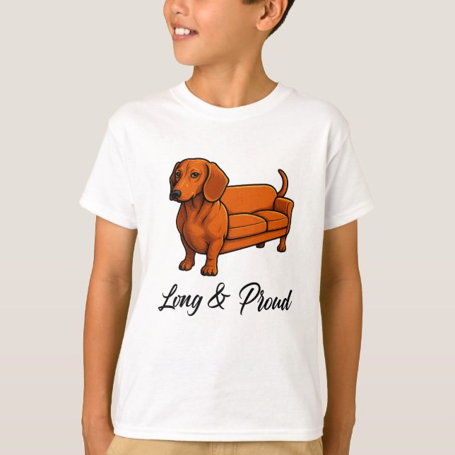 Hund Wiener Couch Long och Proud T Shirt (Framsida)