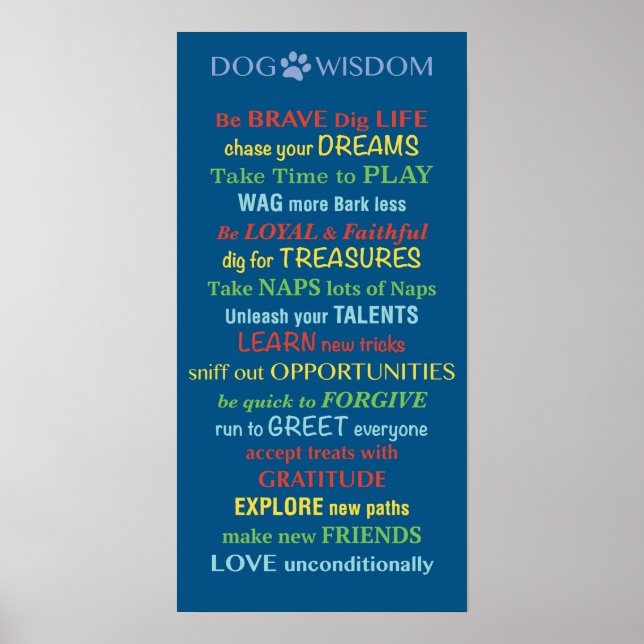 Hund Wisdom-citat Poster (Framsidan)