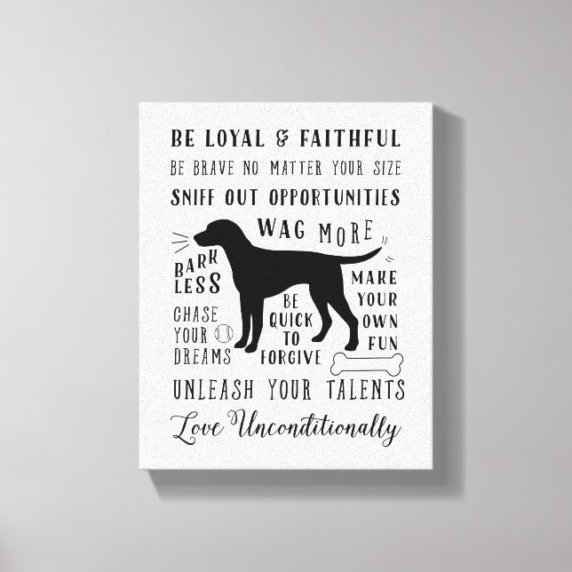 Hund Wisdom inspirational Pet House Regler Canvastryck (Framsida)