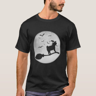 Hund Witch Broom Full Moon Fransk Bulldog Hund Hal T Shirt