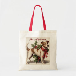 Hund with Holly Tote Bag Tygkasse