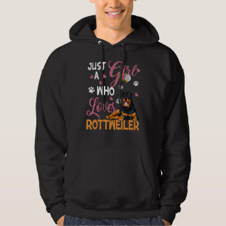 Hund Woman Just Girl som Kärlek Rottweiler Hoodie
