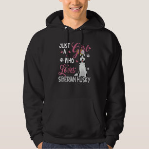 Hund Woman Just Girl som Kärlek Siberian husky Hoodie